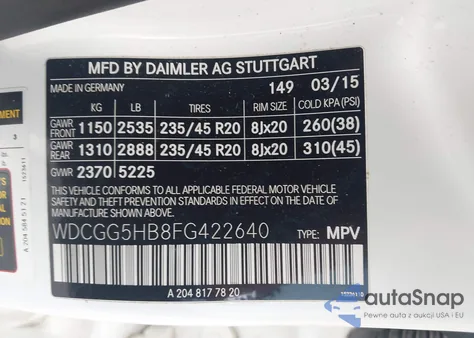 2015 Mercedes-Benz Glk 350 z USA, uszkodzony, nr VIN WDCGG5HB8FG422640